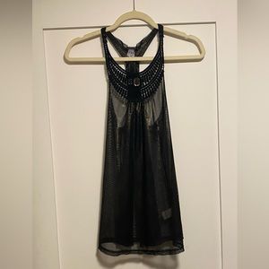 🌚Free People Sheer Embellished Gold/Black Top